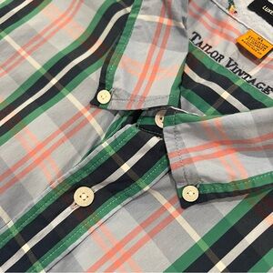 Tailor Vintage Luxe Performance Short Sleeve Plaid Button Up Shirt Nylon XL